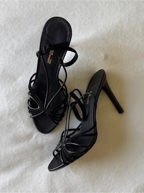 Diane Von Furstenberg Black Knot-Detail Strappy Stiletto Sandals